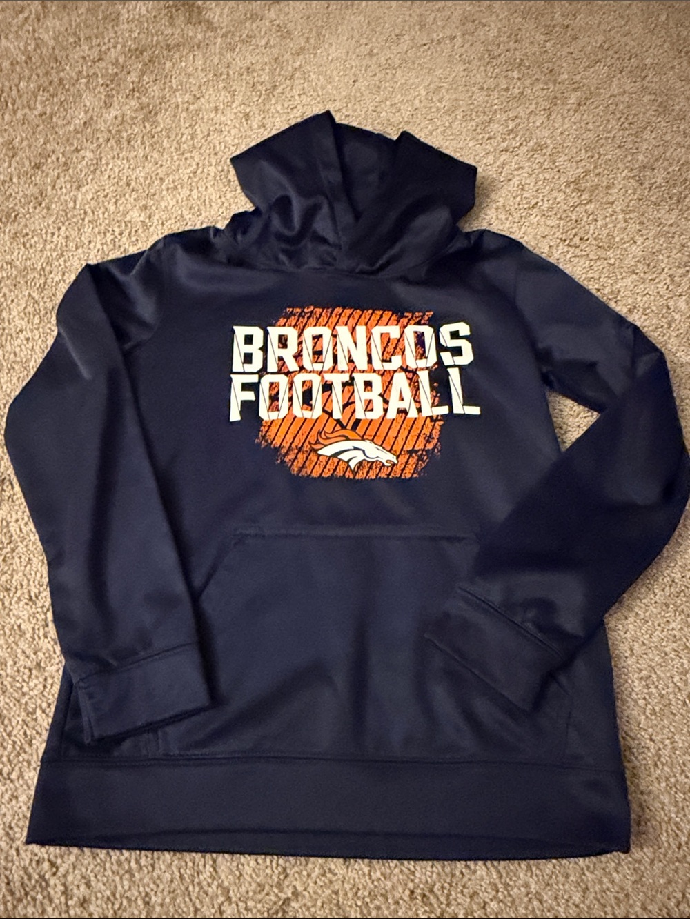 NFL Navy & Orange Broncos Football Kids Hoodie